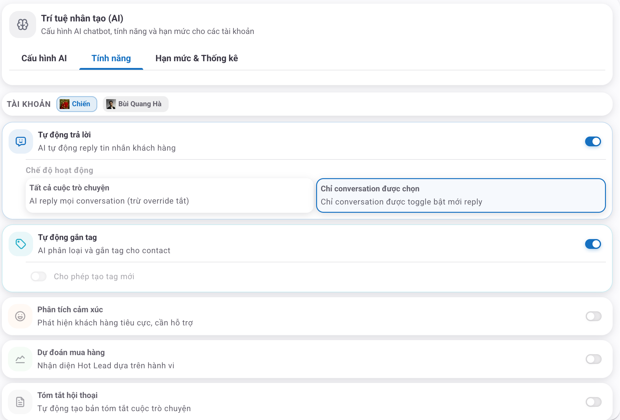 Tính năng AI Zework