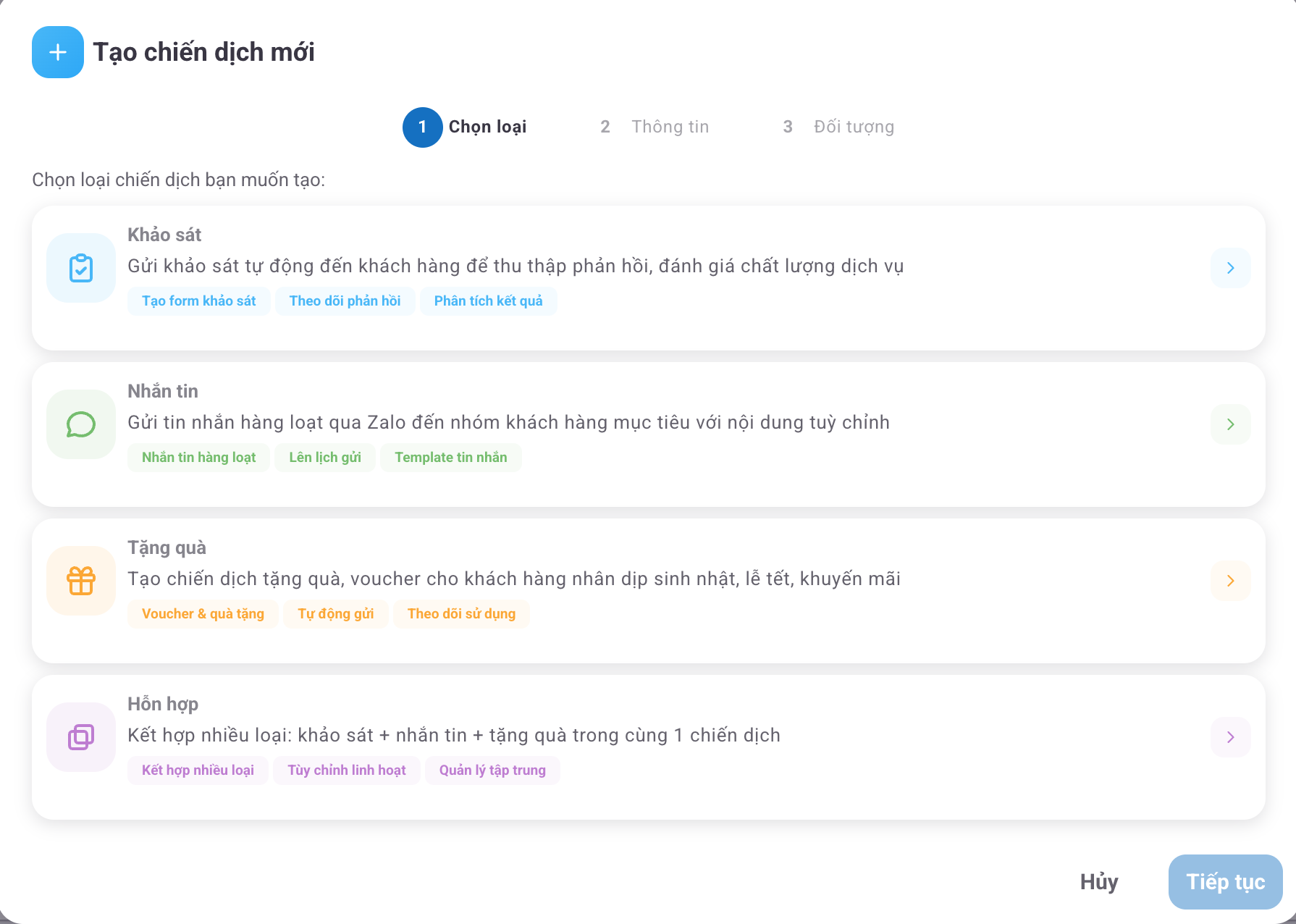 Tạo chiến dịch Marketing Zalo